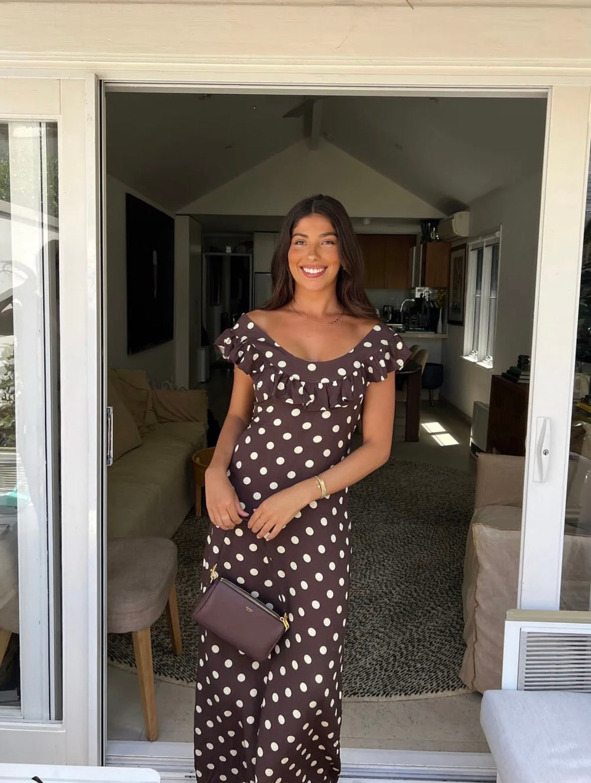 Design by Si Luna dress with polka dots in Brown