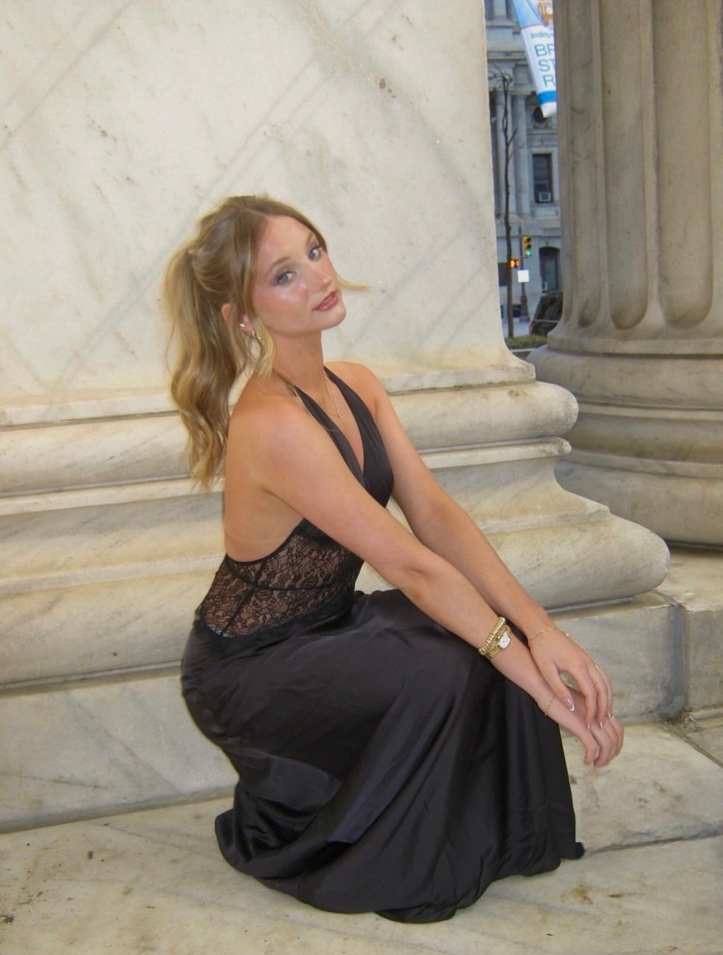 Meshki Dinah Lace And Satin Maxi Dress