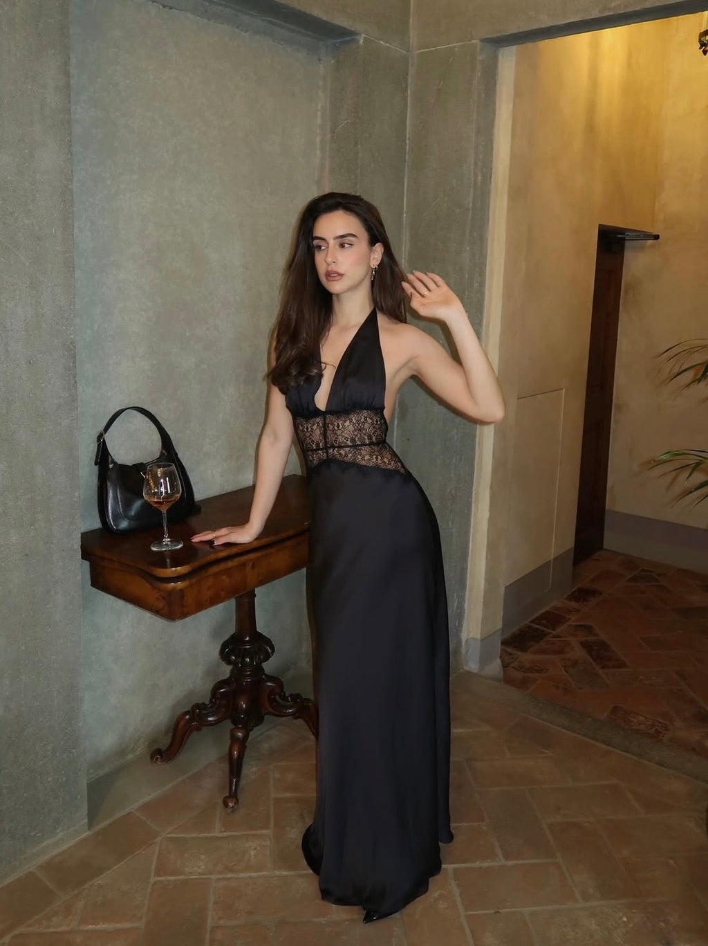 Meshki Dinah Lace And Satin Maxi Dress