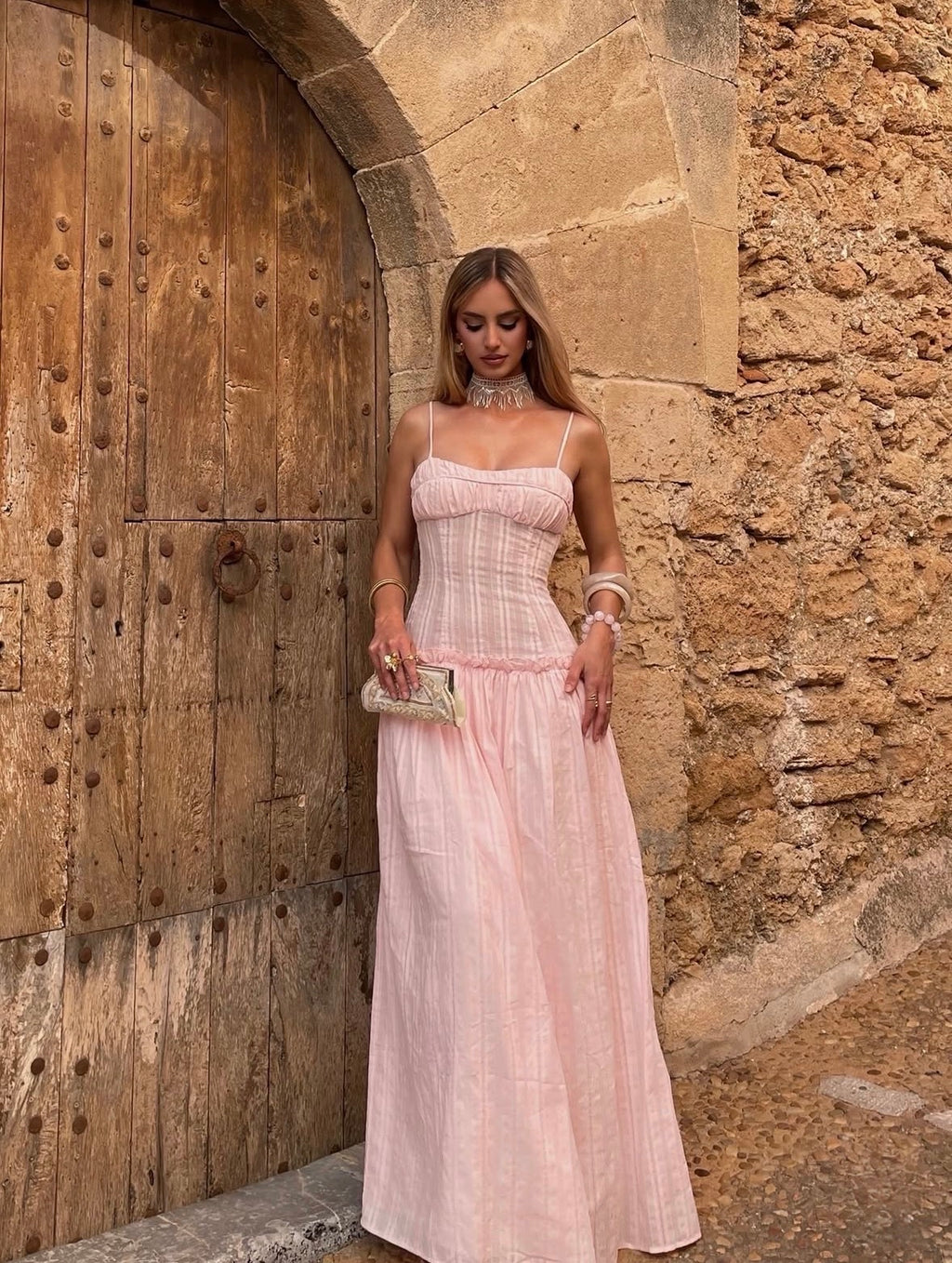Peppermayo Jacinda Drop Waist Maxi in Pink