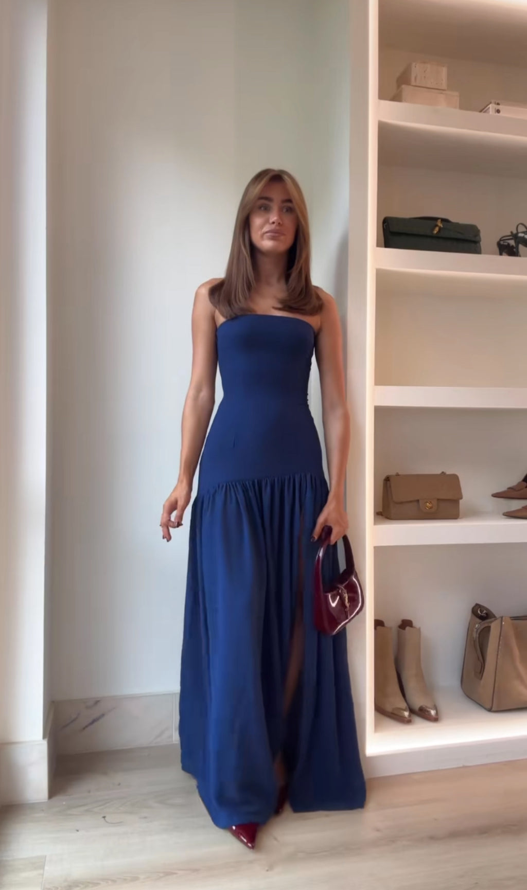 Peppermayo Eden Strapless Maxi Dress in Navy