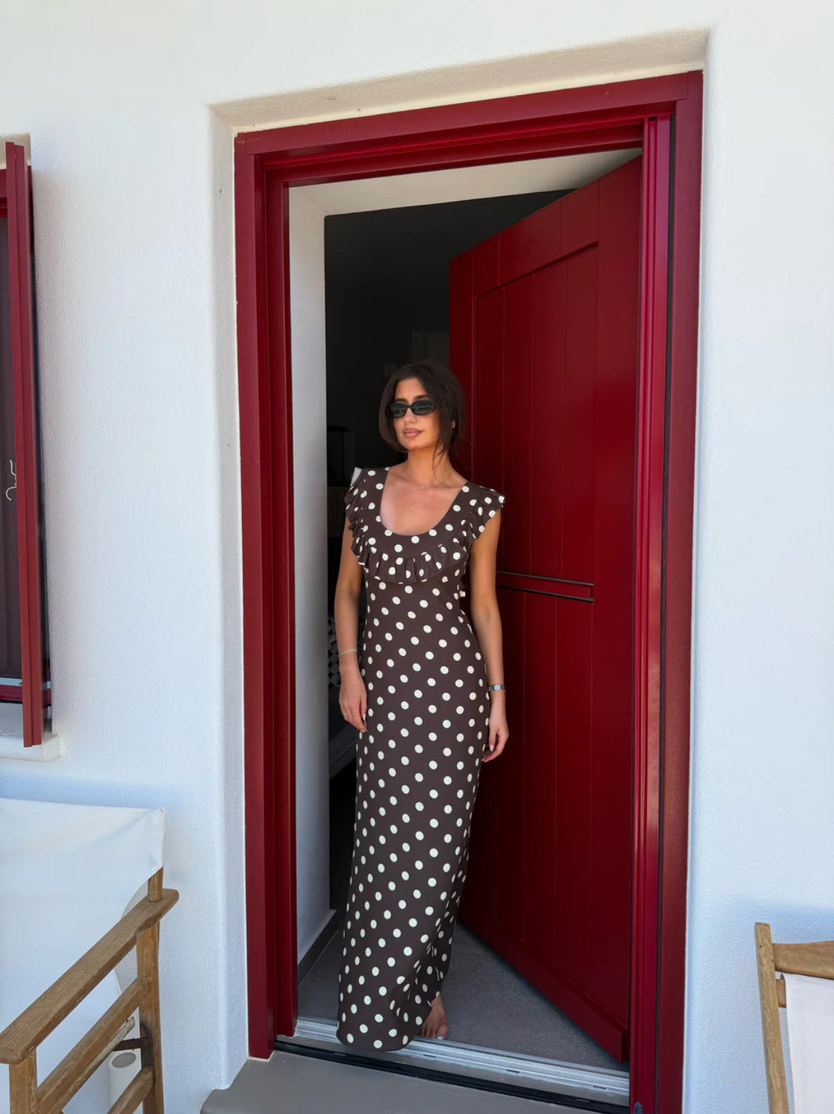Design by Si Luna dress with polka dots in Brown
