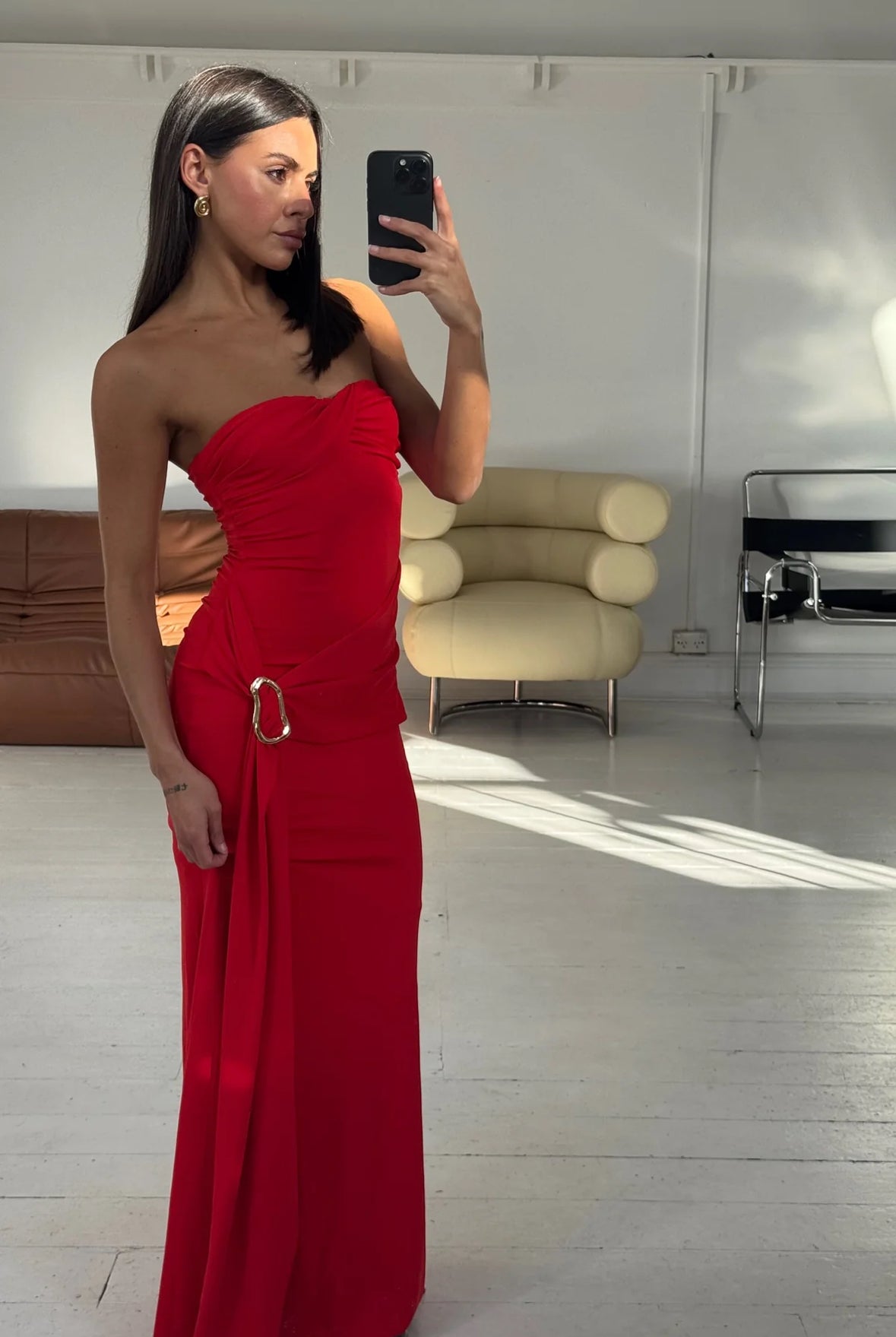 Bronze Snake Kelly Maxi Dress in Cherry
