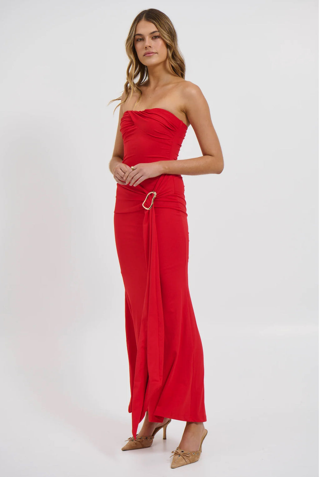 Bronze Snake Kelly Maxi Dress in Cherry