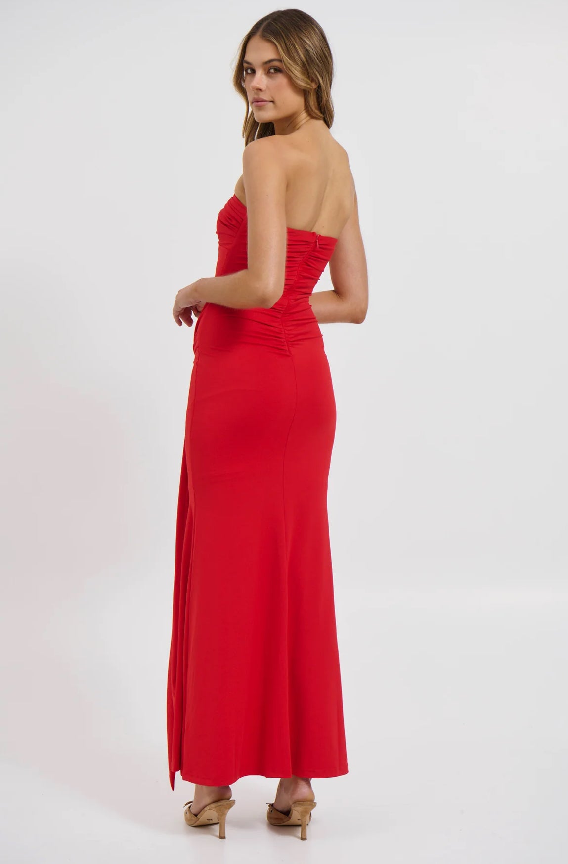 Bronze Snake Kelly Maxi Dress in Cherry