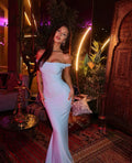 Club L London Lita Powder Blue Twisted Asymmetric Maxi Dress