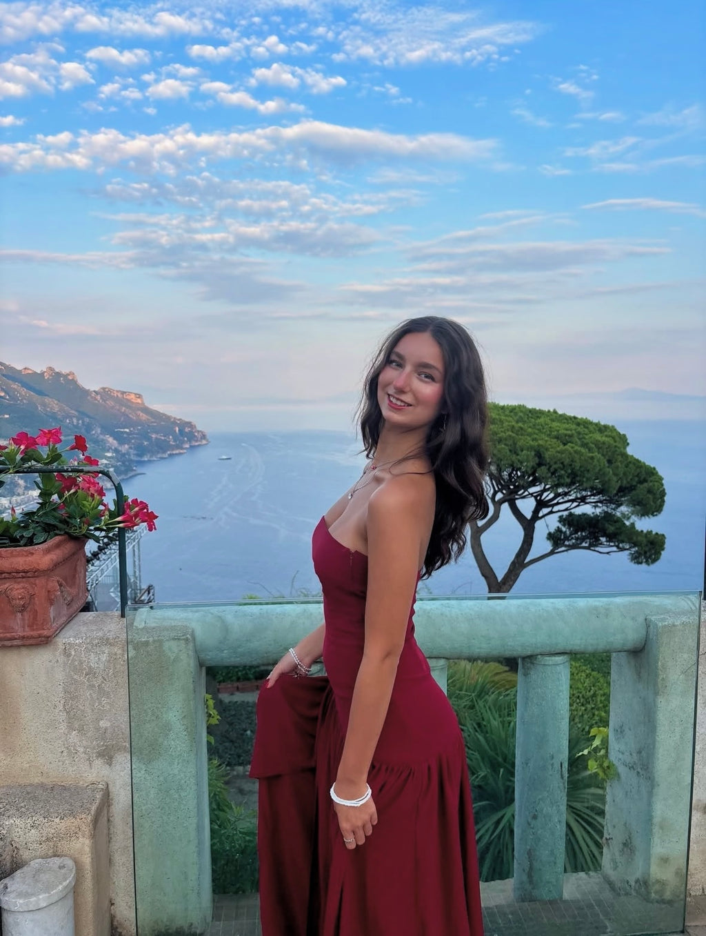 Peppermayo Eden Strapless Maxi Dress in Maroon