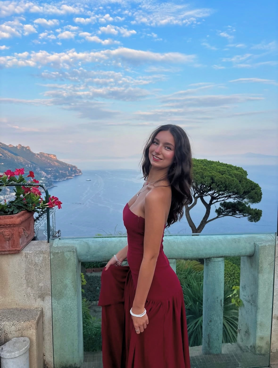 Peppermayo Eden Strapless Maxi Dress in Maroon