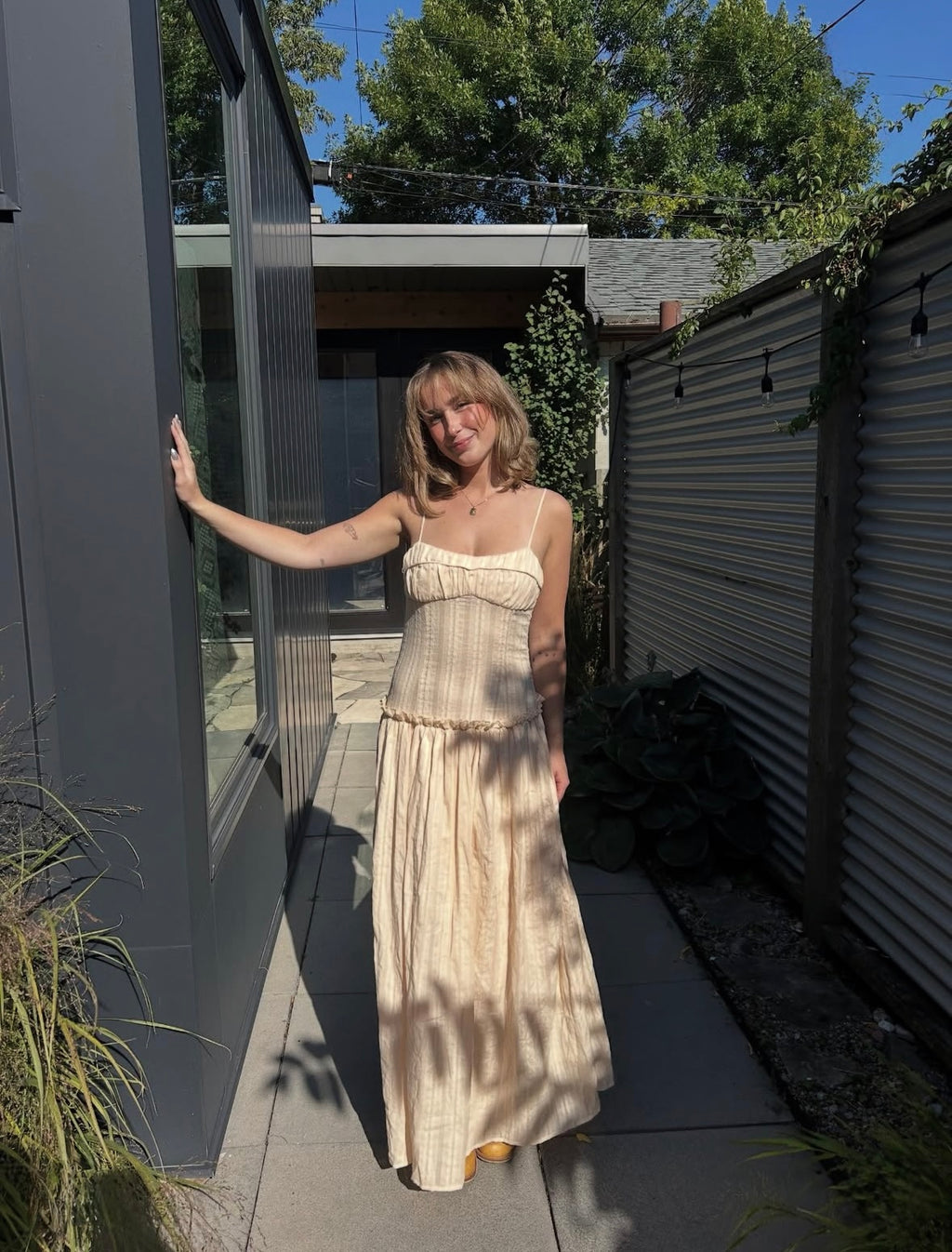 Peppermayo Jacinda Drop Waist Maxi in Cream