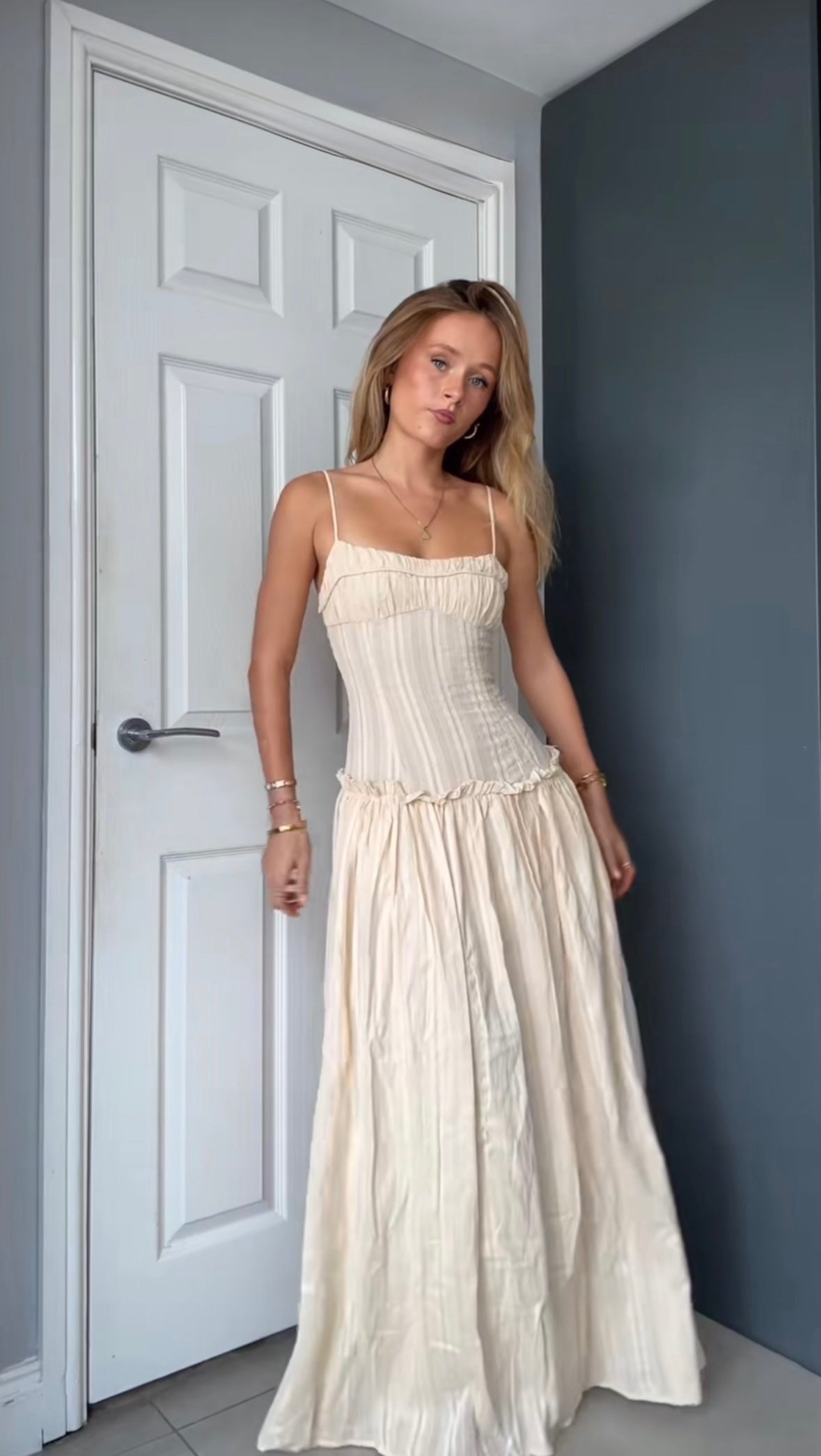 Peppermayo Jacinda Drop Waist Maxi in Cream