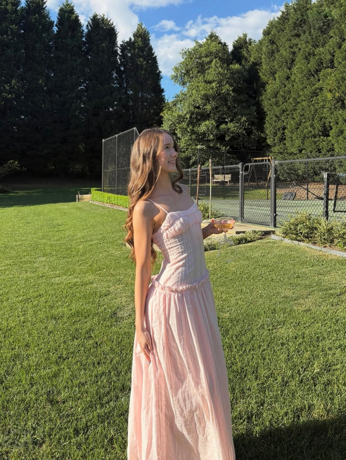 Peppermayo Jacinda Drop Waist Maxi in Pink